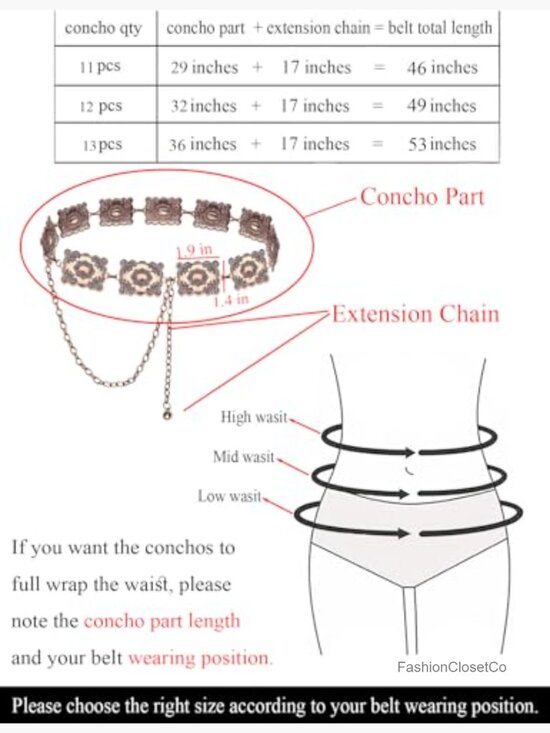 Western Metal Concho Chain Belt for Women Dresses Jeans main image 7